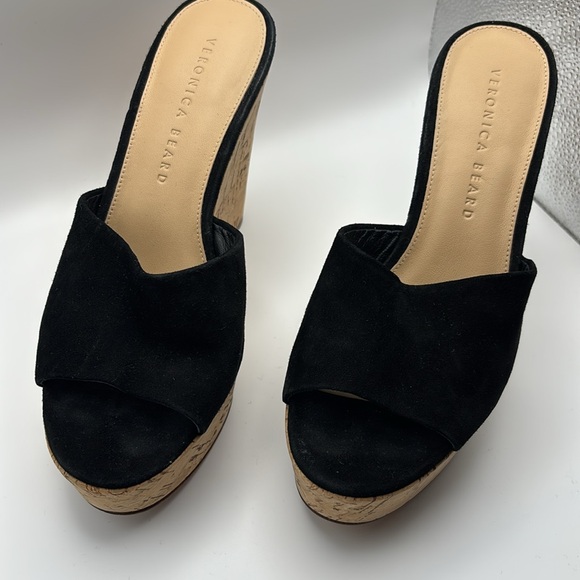 Veronica Beard Dali Black Slip On Platform Wedge Sandals - Size 6.5 - Picture 4 of 9